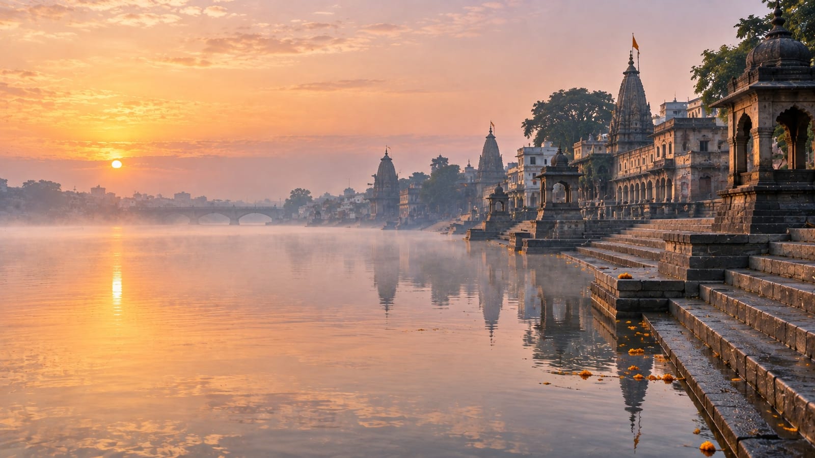 Sunrise on the Godavari ghats