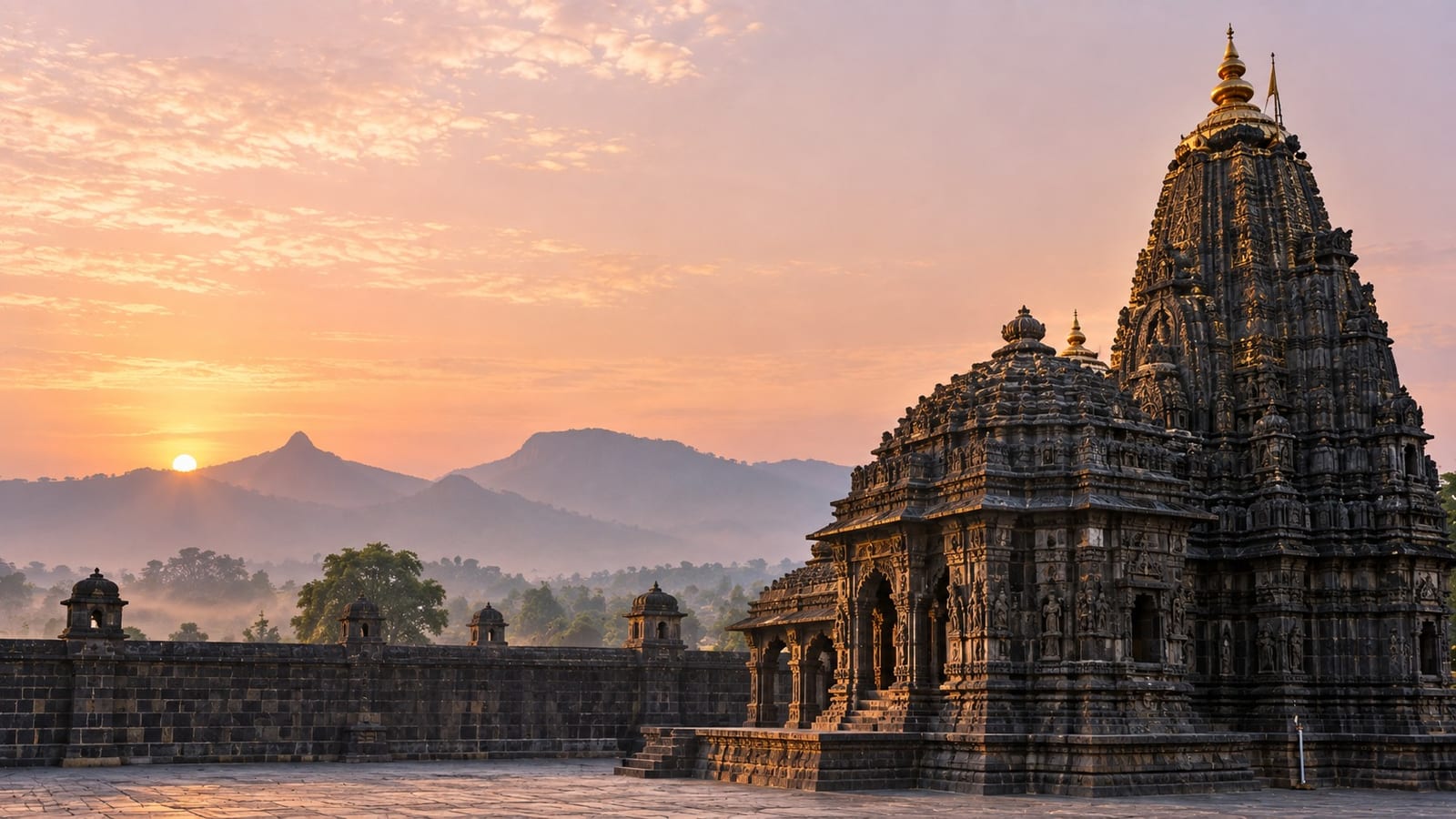 The black basalt Jyotirlinga at dawn